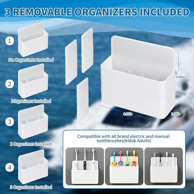 Magnetic Toothbrush Holder for Cruise Ships, Wall-Mounted Bathroom Organizer, Compact Travel Accessories, Cruise Essentials 2025&2026