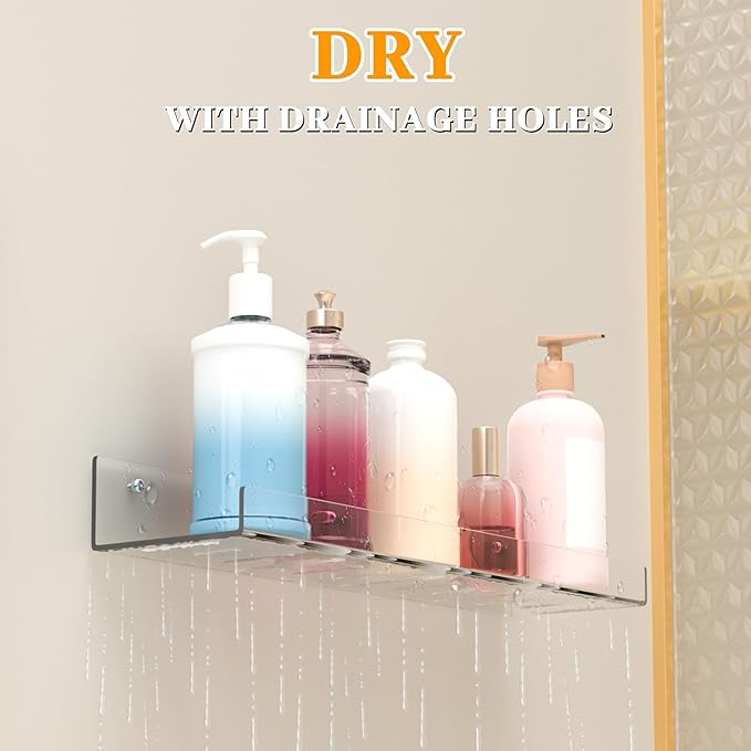 LAZYROSY 10 Pack Floating Shelves - Clear Acrylic/PET Wall Mounted Non-Drilling Storage Rack with Adhesive, Invisible Bathroom and Bedroom Shelves for Kitchen, Living Room, Clear Decoration