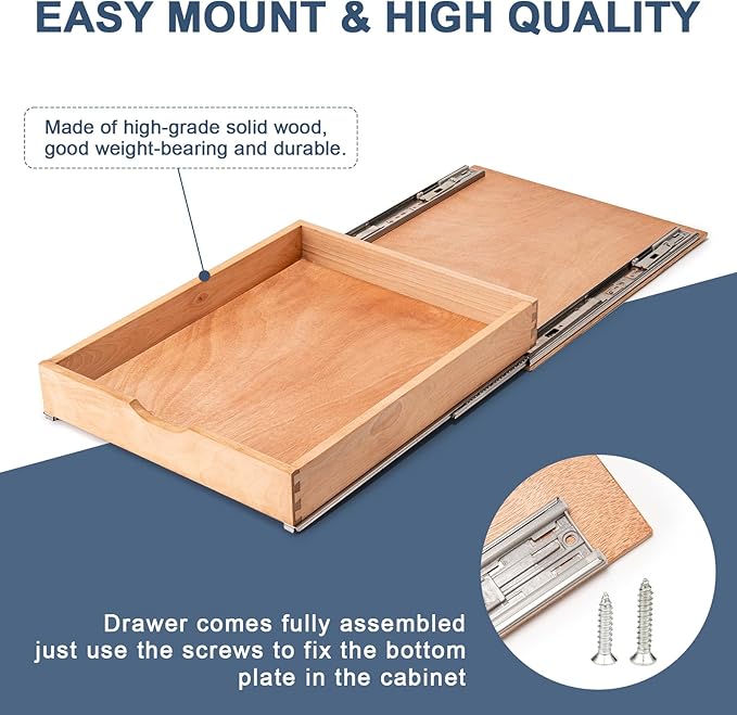 Pull Out Cabinet Drawers - 6x2 Size Options (12-23'W,18-21'D), Pre-Assembled with Soft Close Slides, Solid Beechwood, Easy Installation (18'W x 21'D)