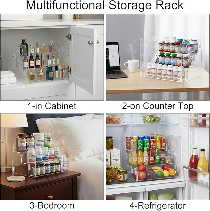 2 PCS 3-Tier Vitamin Storage Organizer, Organizer for Vitamin Bottles And Medicine Bottle, Vitamin Bottle Organizer for Countertop, Bathroom Cabinet Storage Items Are Clearly Visible (5)