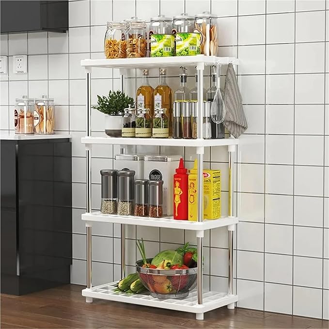1PC Multi-Level Storage Rack for Kitchen, Bathroom & Living Room Floor, Multipurpose Organizer for Snacks and Daily Supplies