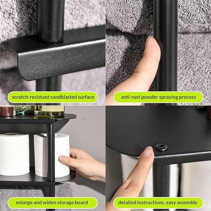 simpletome Towel Racks for Bathroom Storage Shower Organizer 31 inch Wall Mounted with Shelves Can Holds 6 Large Towels Thickened Carbon Steel (Silver Grey)