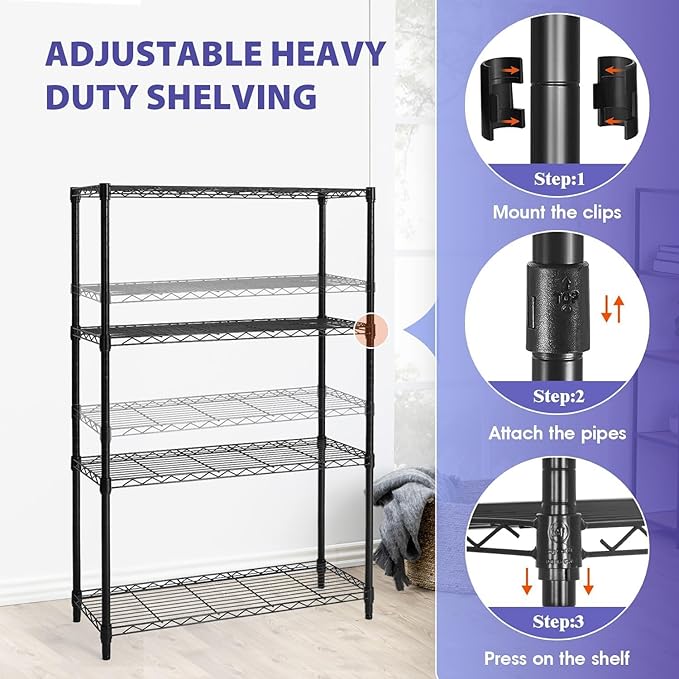 Heavy Duty 4-Tier Wire Shelving Unit – NSF Certified Adjustable Metal Storage Rack for Kitchen, Garage, Pantry – 1000 lbs Capacity – 36" W x 14" D x 54" H ﻿