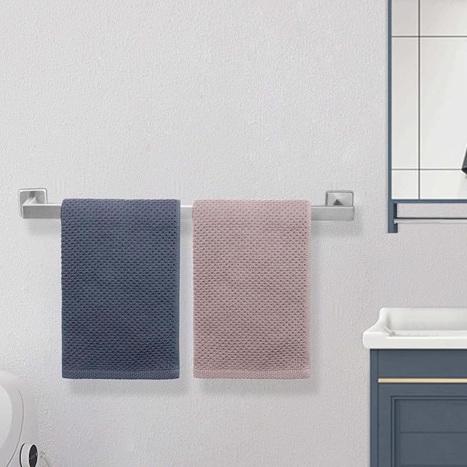 NearMoon Towel Bar, Bath Accessories Premium Thicken Stainless Steel Square Shower Towel Rack for Bathroom, Towel Holder Wall Mounted (2 Pack, Brushed Nickel, 24 Inch)