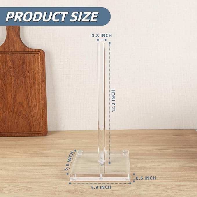 Antimbee Transparent Acrylic Paper Towel Stand Holder, Freestanding Tabletop Roll Paper Tower Holder, Countertop Paper Towel Dispenser for Kitchen, Bathroom, Coffee Table (Pack of 2)