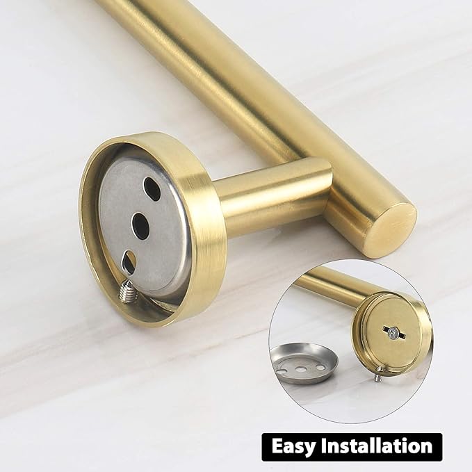 NearMoon Bath Towel Bar, Thicken Stainless Steel Shower Towel Rack Holder Wall Mounted for Bathroom, 12-lnch Overall Length-10-lnch Usable Hanging Space (1 Pack, Brushed Gold)