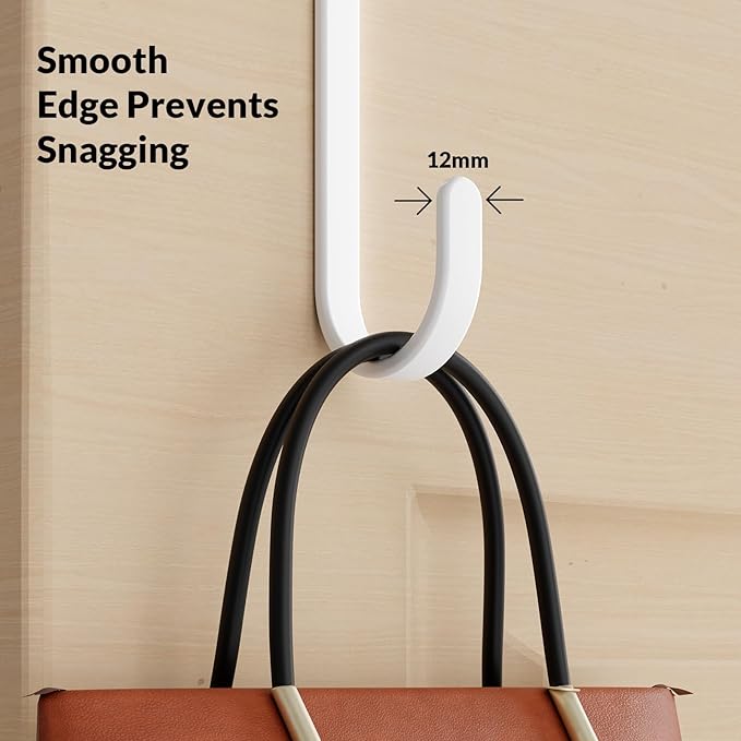 Over The Door Hooks 4 Pack, Heavy Duty Stainless Steel Door Hanger Hooks for Towels, Coats, Bags & Hats, No Drilling Over Door Hook Organizer for Dorm Bedroom Closet
