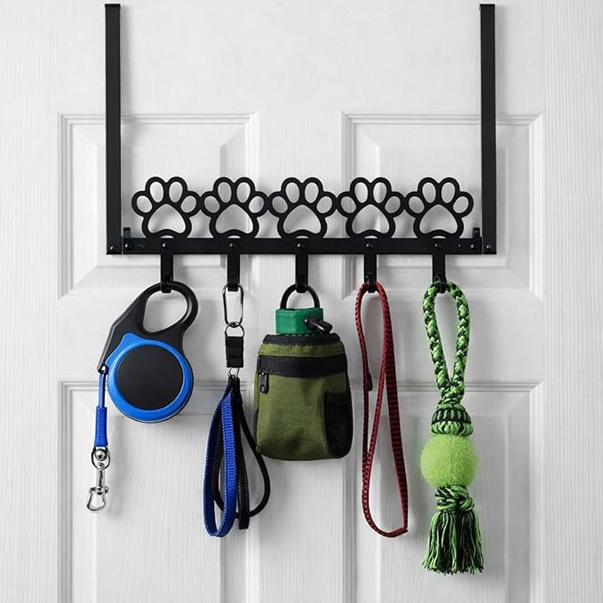 AceOrbit Dog Paws Over The Door Hooks Hanger Wall Mount Towel Hanger Door Holder Organizer 5 Hooks Kawaii Farmhouse Rustic Coquettish Style Decor for Bedroom Bathroom Towel Hat Clothes