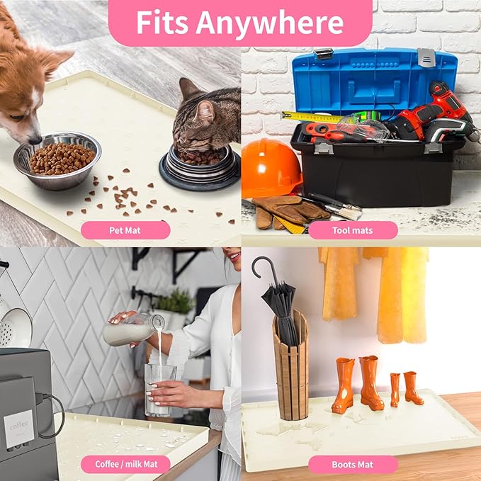Sdpeia Under Sink Mat 25"×19" Waterproof Silicone Cabinet Liner & Sink Protector for Kitchen & Bathroom, Multi-Purpose Organizers Tray for Pets, Laundry, Cat Litter Mat