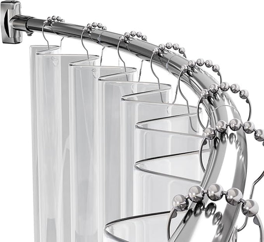 AmazerBath 20-84 Inches Arched Curved Shower Curtain Rod, Heavy Duty Shower Rod Rust Proof Bathroom Curtain Rod, Adjustable Telescoping Design Easy Segmented Installation, Need to Drill, Chrome
