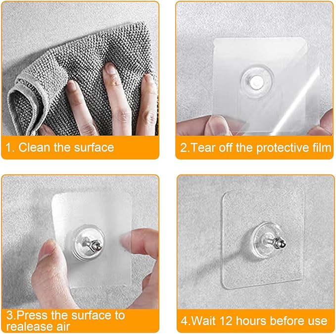 Wall Hangers Without Nails, 14 Packs Heavy Duty Adhesive Hooks, Wall Hooks for Hanging, Screw Free Sticker, Seamless Screws for Wall Mount, 2 in 1 Reusable (18mm)