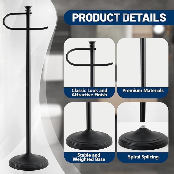 Toilet Paper Holder Free Standing,Large Rolls Capacity Toilet Paper Holders Stand for Bathroom,Stable & Rust Proof Toilet Paper Stand with Heavy Base,Free Standing Toilet Paper Holder