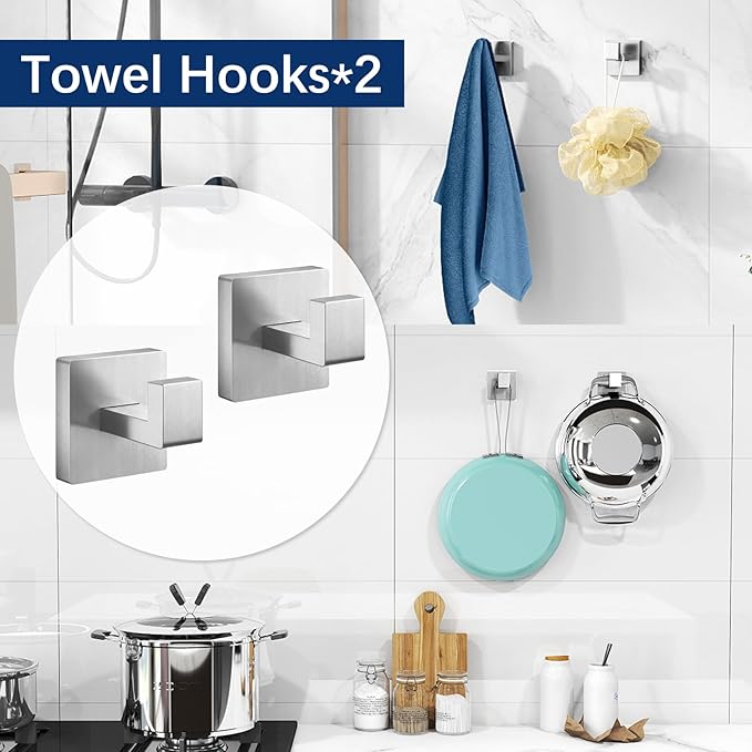 Gypie 24-Inch Extended Towel Bar Set Wall Mounted, Bathroom Accessory Set Brushed Nickel 5-Pieces Bathroom Hardware Set