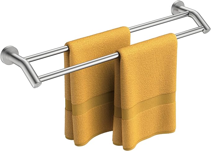 FORIOUS Double Towel Bar 30", Heavy Duty SUS304 Stainless Steel Dual Towel Racks for Bathroom Wall Mount, Space Saving Towel Rod Towel Holder Rail, Brushed Nickel