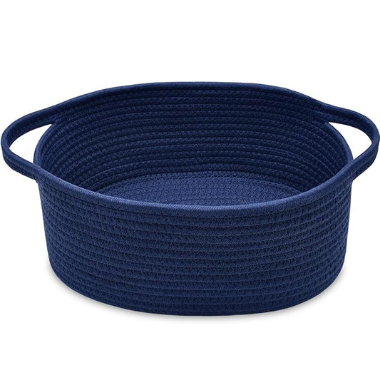 ABenkle Small Basket with Handles - Decorative Durable Rope Woven Storage Bin Shelf Storage Organizer Cube, Easter Baby Gift Basket, 12"x8"x5"