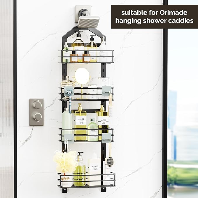 Orimade Shower Caddy Round Adhesive Replacement Stickers Shelf Basket Strips Suction Tapes Large Strong Hook for Bathroom Kitchen Storage Corner Transparent Shelves Wall Mount 2.36", 4 Pack