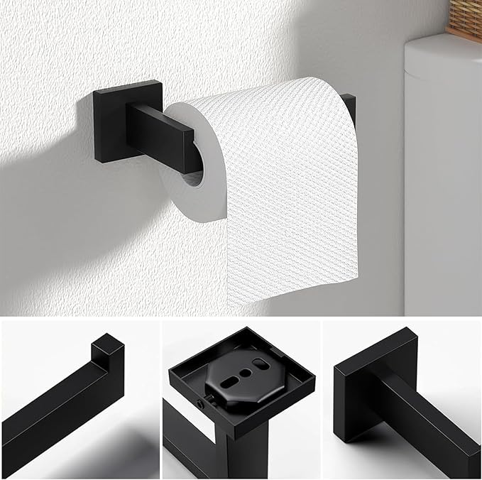 JOPOFI 5 Piece Bathroom Towel Bar Set - 23.6 Inch Bathroom Towel Holder, SUS304 Stainless Steel Towel Racks for Bathroom Wall Mounted, Bathroom Hardware Accessories Set - Matte Black