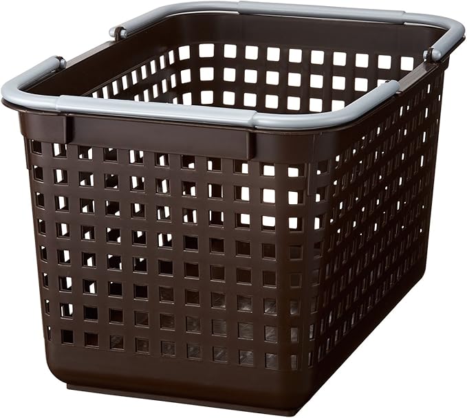 LIKE-IT SCB-4 Laundry Hamper with Handle, Basket, M, Width 12.0 inches (30.5 cm), Depth 18.2 inches (45.8 cm), Height 10.4 inches (26.3 cm), Brown, Made in Japan