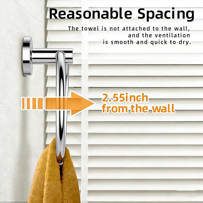 Towel Ring 2Pack, SUS304 Stainless Steel Hand Towel Holder for Bathroom Kitchen, Modern Style Towel Hanger, Thicken Ring Towel Holder, Towel Rack Round Wall Mounted (2, Bright Silver)