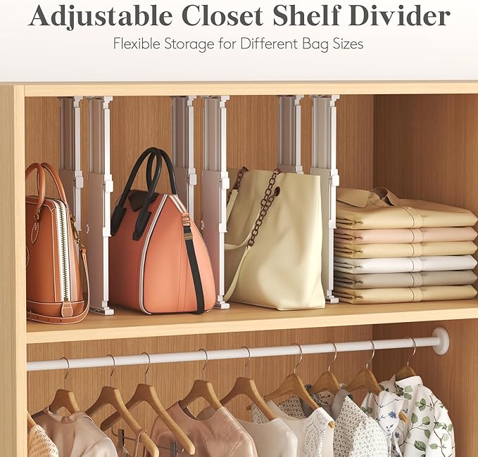 Lifewit Drawer Dividers for Clothes, 3.2" Tall 10.5"-16.5" Expandable Dresser Drawer Organizers, Adjustable White Plastic Separators for Kitchen, Cabinet, Nursery, Socks & Underwear Storage, 4 Pack