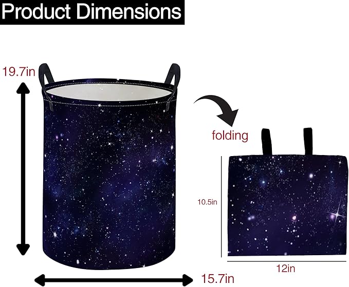 ESSME Kids Laundry Basket,Space Hamper Collapsible Canvas Storage Bin for Boys and Girls, Cute Hamper,Gift Baskets(Space)