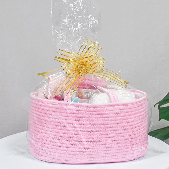 ABenkle Diaper Caddy Organizer, Boho Rustic Cotton Rope Nursery Baby Basket, Changing Table Organizer for Baby Diaper Storage and Baby Shower