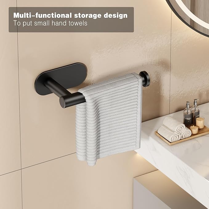 Voldra Toilet Paper Holder, Self Adhesive Toilet Paper Holder Wall Mount, SUS 304 Stainless Steel Toilet Tissue Roll Holder No Drilling for Bathroom Porta Papel de Baño (Matte Black, Classic)