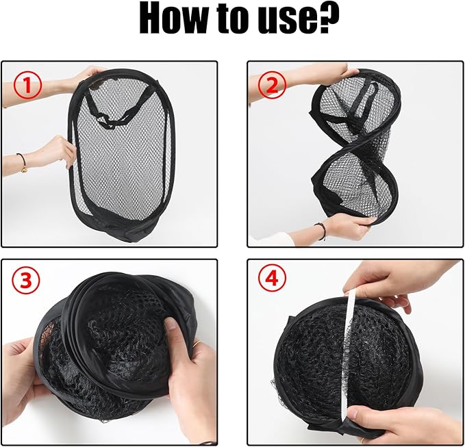 2Pcs Small Laundry Hampers, Folding Popup Mesh Laundry Basket, Collapsible Dirty Clothes Hamper, Portable Mesh Popup Hamper, Ideal for Bedroom, Travel and Home Use (2 Black)