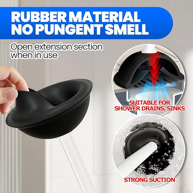 2 in 1 Toilet Brush and Plunger Set, Extended Handle Plunger,Toilet Bowl Brush Plunger Set,Bathroom Cleaning Tools,Cleaning Brush,Cleaning Supplies,Toilet Brush Plunger Combo,Dark Grey