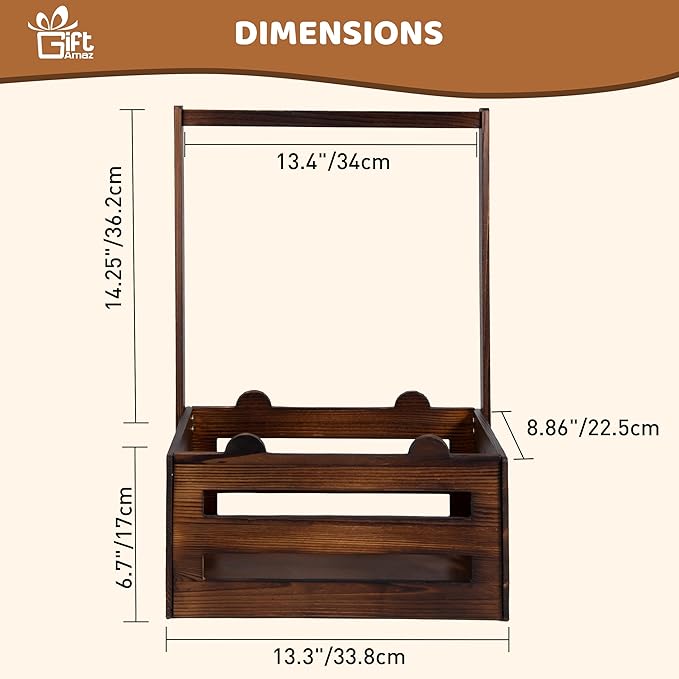 GiftAmaz Brown Wooden Baby Shower Crate Closet, Baby Storage Crate with Handle, Baby Shower Gifts Basket, Baby Welcome Box for Newborn Boys Girls, Pregnancy Gifts for New Parents