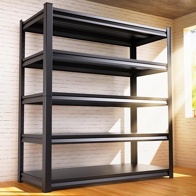 3000LBS Garage Shelving, Heavy Duty Garage Shelves, Adjustable Metal Shelving, Easy Assembly Garage Storage Shelves, Utility Storage Rack Shelf for Garage, Basement, Warehouse, 72" H x 59" W x 20" D