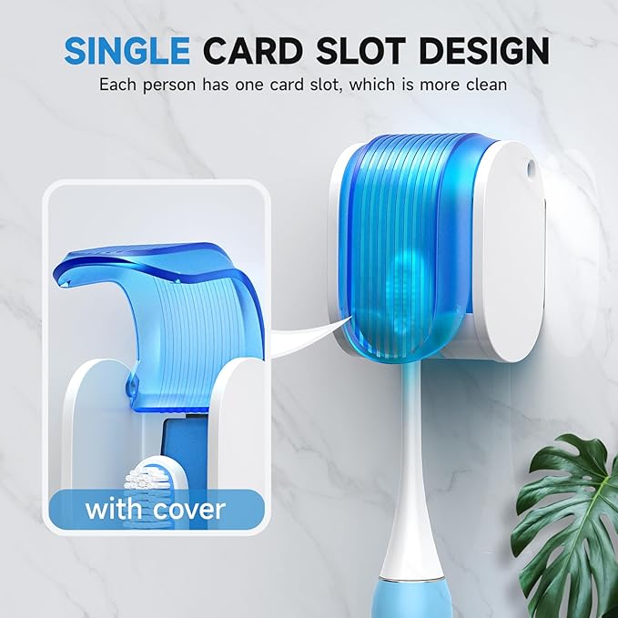 Toothbrush Holders for Bathrooms【Upgrade Single Slot Design】 Toothbrush Holder Wall Mounted with Cover Moisture-Proof and Dust-Proof Toothbrush Storage Organizer for Shower Family and Travel 4PCS