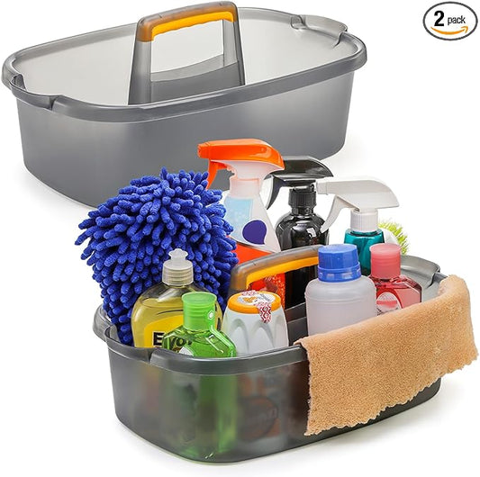 TOPZEA 2 Pack Cleaning Supplies Caddy, Plastic Large Cleaning Supply Storage Bucket with Handle, Portable Shower Tote Caddy Household Tools Organizer Baskets for Bathroom, Kitchen Under Sink