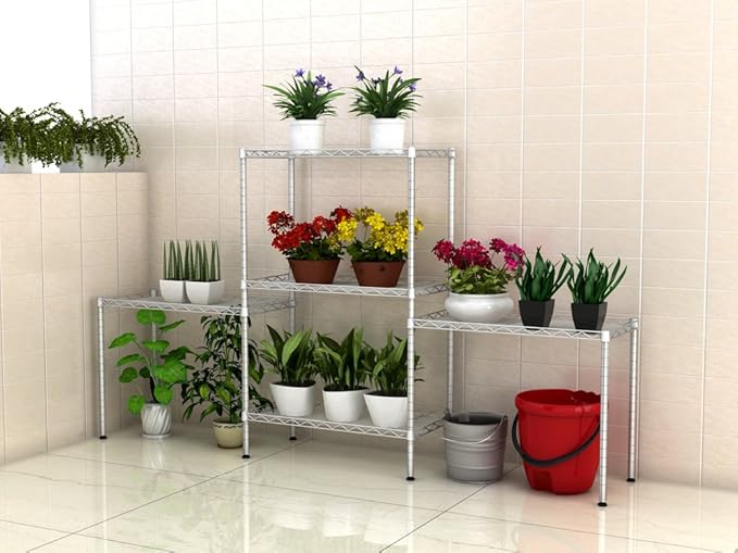 Multipurpose Adjustable Sturdy Steel Storage Shelving Unit, Changeable Assembly Storage Rack, 11.4" D x 21.2" W x 59" H