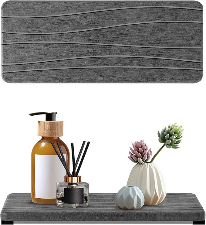 2PCS Water Absorbing Stone Tray, Fast Drying Stone Sink Tray, Water Absorbent Diatomite Trays, Stones Soap Trays, Diatomite Coasters for Kitchen Sink Bathroom Counter, Hand Soap Dish & Holders