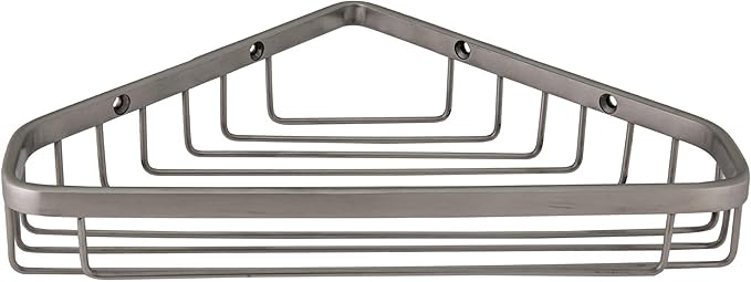 Design House Sturdy Stainless Steel Corner Shower Caddy Basket, 9.5-Inch, Satin Nickel, Wall Mounted – Design House, 588921-SS