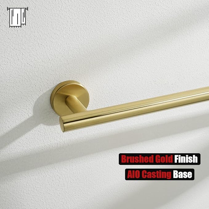 JQK Gold Towel Bar, 30 Inch 304 Stainless Steel Thicken 0.8mm Towel Rack Bathroom, Towel Holder Brushed Golden Wall Mount, Useable Length 27 Inch, TB110L27-BG