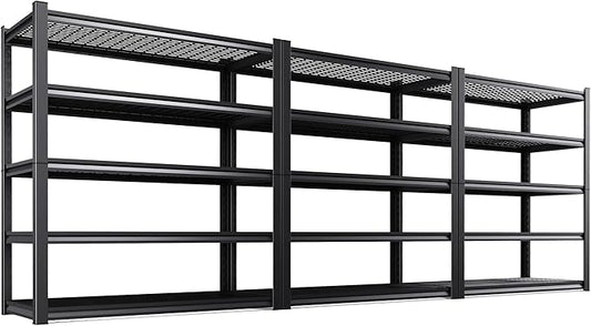 71.2''H Storage Shelves,3000LBS Garage Shelving ,Adjustable Garage Shelves ,Heavy Duty Metal Shelving, 5 Tier Utility Steel Shelf, Easy-to-install Shelving Units and Storage 71.2''x45.6''x17.7",3-pack
