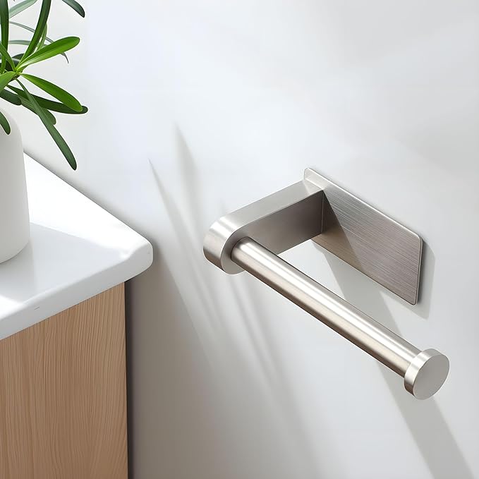 YIGII Self Adhesive Toilet Paper Holder - Bathroom Toilet Paper Holder Stand no Drilling Stainless Steel Brushed