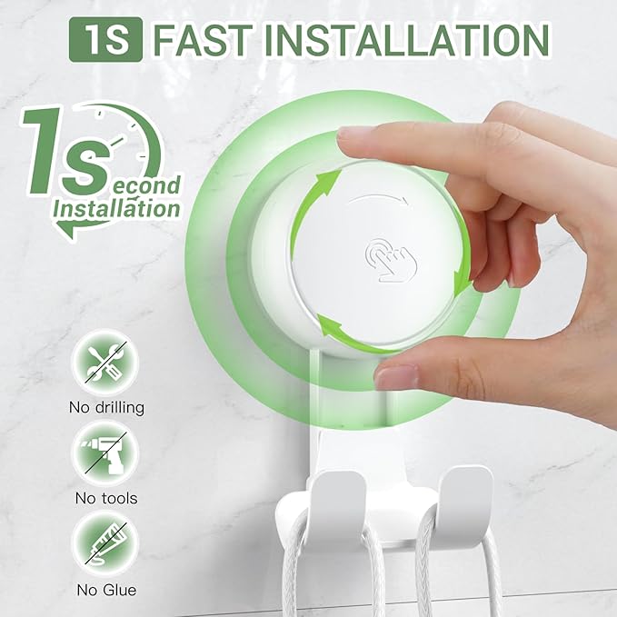 LUXEAR Suction Hooks Powerful Vacuum Suction Cup Hooks-2PACK Razor 2pack Single White