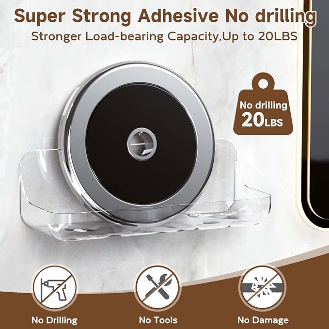 Acrylic Shower Shelves 2 Pack, Adhesive Clear Bathroom Shelf, Plastic Shower Caddy with Self Adhesive Tape, No Drilling, Wall Mounted Shower Organizer for Bathroom Storage & Kitchen
