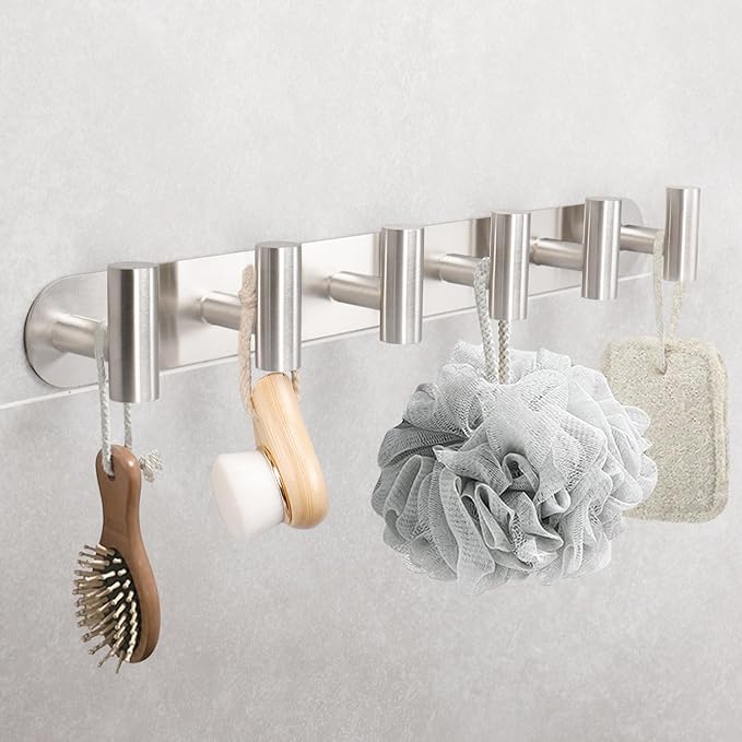 Coat Hook Rack, Wall Mounted Coat Rack with 12 Hooks, Heavy Duty Towel Hook Rack Wall Hooks for Hanging Coat, Stainless Steel Coat Hanger for Bathroom Entryway Mudroom(Brushed Nickel)