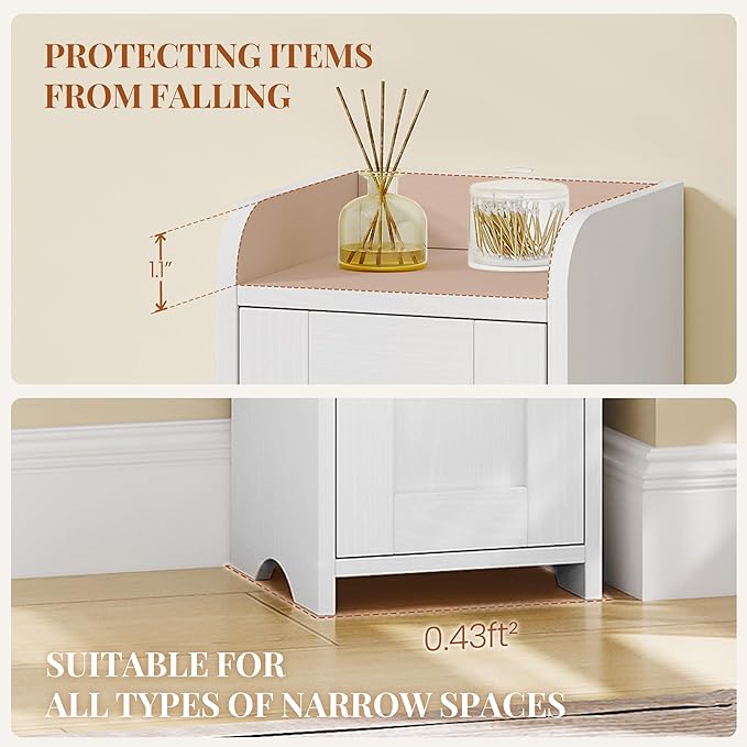 HEXCELEN Slim Bathroom Storage Cabinet, Narrow Cabinet with 3 Doors, Small Bathroom Organizers and Storage, Laundry Room Organization for Small Space, Kitchen, Living Room, White 022313X