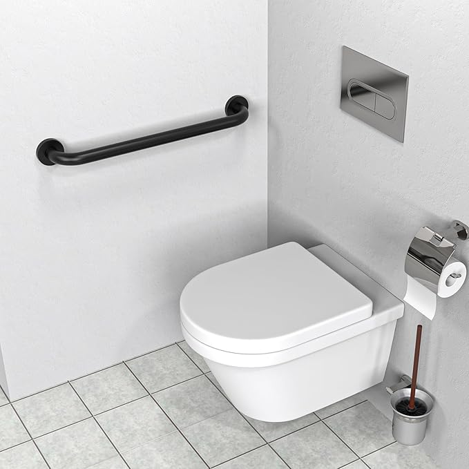 2 Pack 24 Inch Black Shower Grab Bars, ZUEXT Stainless Steel Bathroom Wall Grab Bar Handle, Shower Balance Bar, Safety Hand Rail Support,Handicap Elderly Senior Assist Bath Grab Handle(1.25" Diameter)