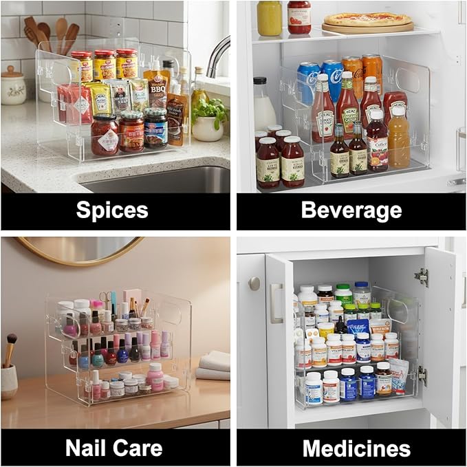 2 PCS 3-Tier Vitamin Storage Organizer, Organizer for Vitamin Bottles And Medicine Bottle, Vitamin Bottle Organizer for Countertop, Bathroom Cabinet Storage Items Are Clearly Visible (5)