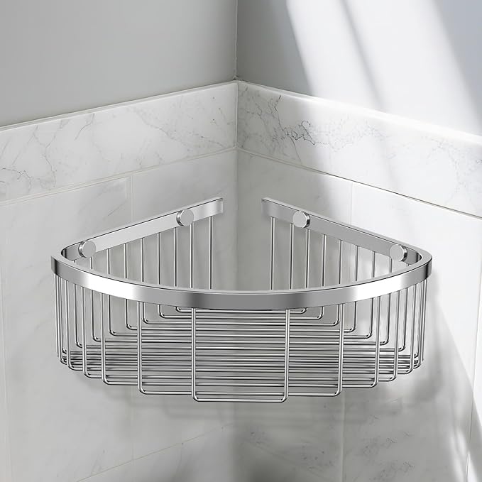 Corner Shower Caddy Basket - 304 Stainless Steel Corner Storage Rack,Organizer Wall Mounted Basket,Washbasin shelf Suitable For Bathroom & Kitchen-Triangle Basket