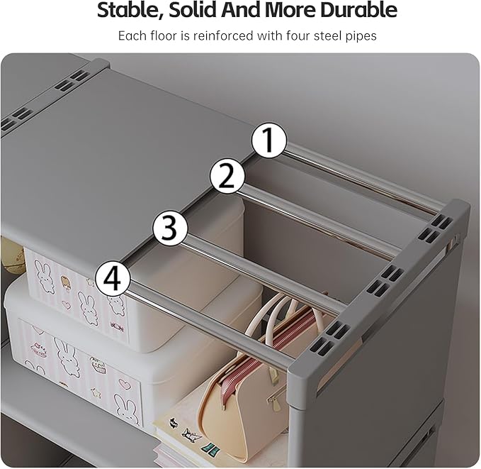 4-Cube Storage Organizer Shelf – Tool-Free Assembly Cube Bookcase for Bedroom, Closet & Small Spaces, Bookshelf Organizer for Kids’ Clothes & Nursery, Black (Black)