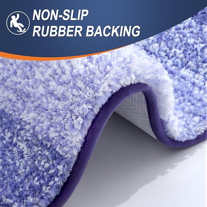 OLANLY Bathroom Rug Set 2 Piece, Soft Absorbent Microfiber Bath Mats and U-Shaped Contour Toilet Rug, Non-Slip, Machine Wash Dry, Plush Shaggy Bath Mats for Bathroom (30"x20"+24"x20", Blue-Violet)