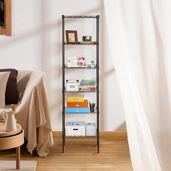 5-Tier Storage Shelves, Wire Metal Shelving Unit with Adjustable Shelves, 750 lbs Capacity, Heavy Duty Storage Rack for Kitchen, Pantry, Garage, Bathroom, Office Organization, 16.7" L×11.8" W×47.6" H
