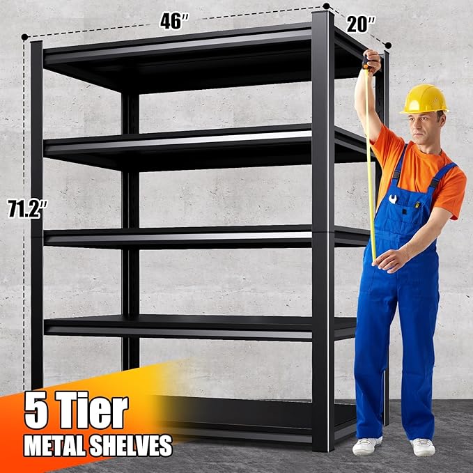 3-Pack 46''W Garage shelving,3000lbs AdjustableTall Heavy Duty Shelving,5T Garage Shelves ,Storage ShelvesUnit，Metal Standing Shelf Units， Utility Rack For Kitchen Warehouse Basement 71*46*20
